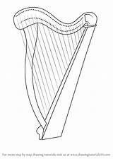Harp Draw Drawing Instruments Step Sketch Musical Drawings Lyre Baloo Paintingvalley Tutorials sketch template