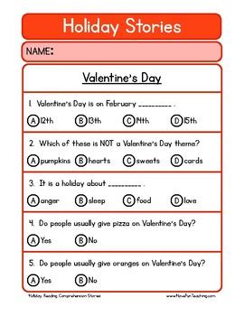 valentines day reading comprehension worksheet   fun teaching