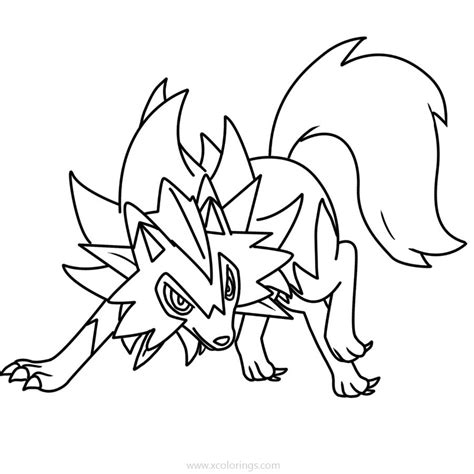 lycanroc dusk form pokemon coloring pages lineart  bellatrixie white