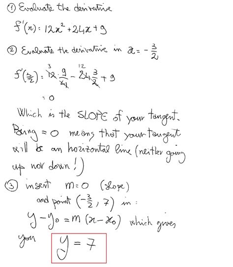 how do you find the equation of tangent line to the curve y 4x 3 12x 2
