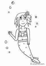 Meerjungfrau Ausmalbild Winkende Artus Downloaden sketch template