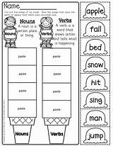 Verbs Nouns Grade Worksheets 1st Verb Cut Kindergarten Paste First Math Fall Adjectives Moffattgirls Teaching Reading Writing sketch template