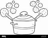 Pot Cooking Steaming Cartoon Freehand Drawn Alamy Vector Stock sketch template