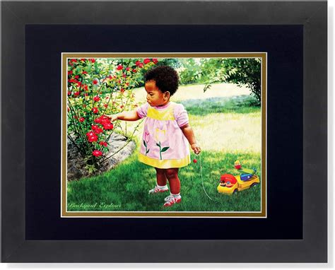 African American Black Girl And Rose Flowers Wall Picture B