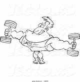 Lifting Weights Bodybuilder Toonaday Vecto Leishman Ron sketch template
