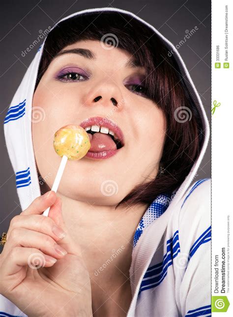 teenage girl licking lollipop royalty free stock image image 33331686