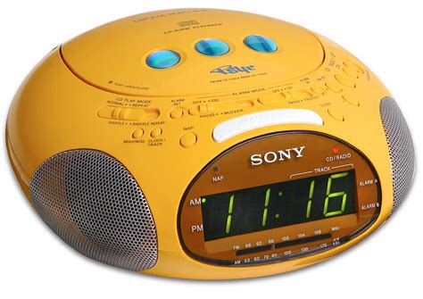 sony icf cd yellow clock radio  cd player  dual alarm