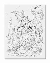 Cthulhu Lovecraft Coloring Color Pages Drawing Mythos Adult Getdrawings Draw Visit sketch template