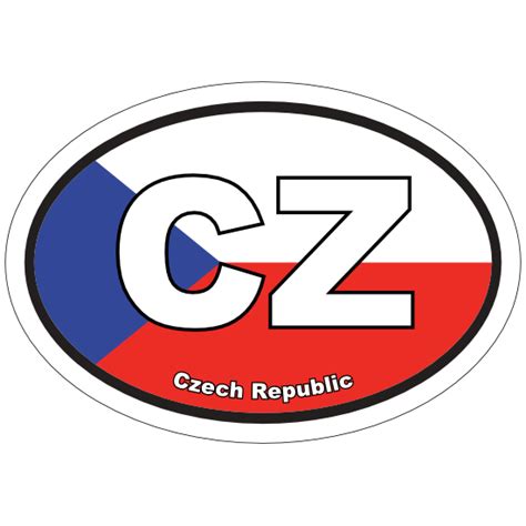 czech republic cz flag oval sticker