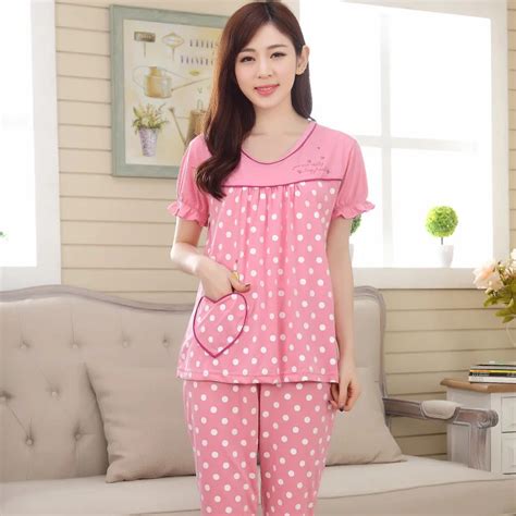 ladies modal pajama set  size xl pyjamas set short sleeve pijama set  neck sleepwear