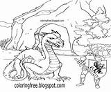 Coloring Pages Dragon Cave Medieval Drawing Kids King Printable Color Arthur Knight Headed Two Fighting Hill Easy Getcolorings Pendragon Battle sketch template