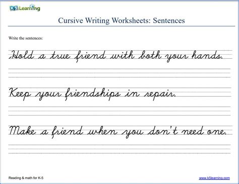 cursive writing worksheets  learning