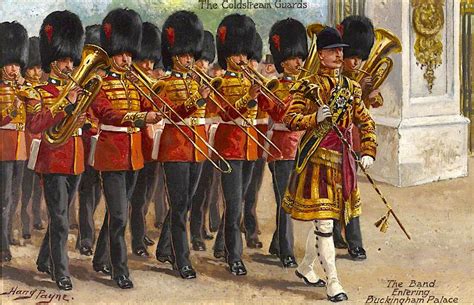 coldstream guards  band entering buckingham palace painting