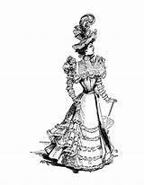 Coloring Vintage Fashion Victorian 1800s Women Book Plates Late Adult Books sketch template