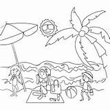 Summer Beach Holiday Coloring Pages Family Toddlers Printable Top Playing sketch template