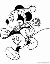 Mickey Winter Coloring Pages Mouse Disneyclips Walk Brisk sketch template
