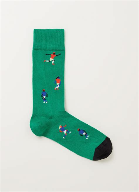 happy socks football sokken met print groen de bijenkorf