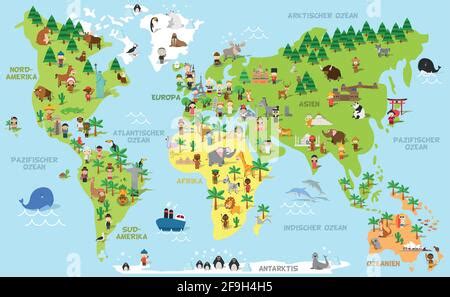 carte du monde amusante avec des enfants de differentes nationalites
