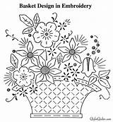Embroidery Patterns Basket Baskets Flower Hand Pattern 1920s Wisdom Vintage Newspapers 1922 Designs Qisforquilter sketch template