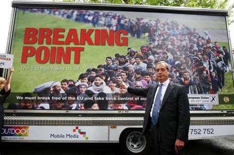 eu referendum nigel farage slammed  brexit poster showing queue  migrants london