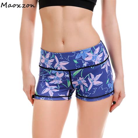 maoxzon womens digital print sexy slim active workout shorts for female