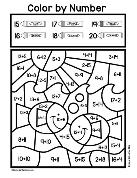 pictures addition coloring pages  kindergarten addition