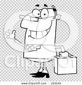Waving Businessman Briefcase Outline Friendly Coloring Illustration Rf Royalty Clipart Toon Hit sketch template