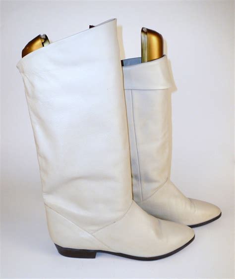 cream leather slouch fold  pixie flat boots  ebay
