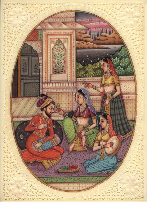 Mughal Indian Empire Miniature Art Handmade Watercolor