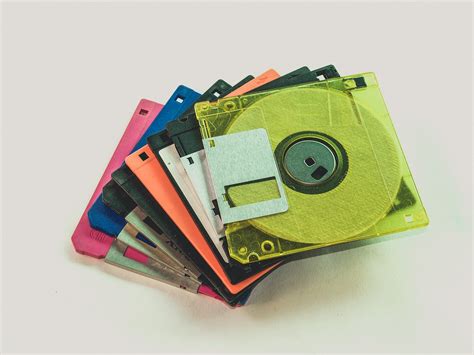 floppy disk lot  white surface  stock photo