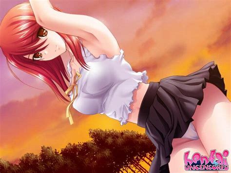 red haired hentai chick strips bra and gets big breasts teased outdoors cartoon sex tube