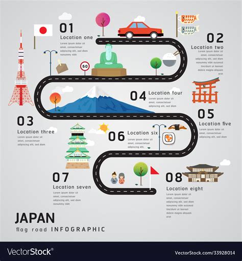 road map  journey route timeline infographics vector image