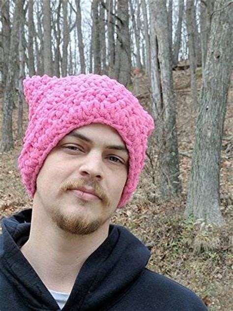 kay s crochet pink pussy hat project chunky beanie for men soft ear handmade