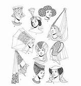 Coloring Ages Middle Century Fashion 15th Clothing 17th 14th Dress Medieval Gothic Castle sketch template