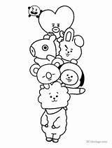 Bt21 Outline Coloring Pages Drawings Doodle Cute Bts Drawing Characters Easy Choose Board sketch template