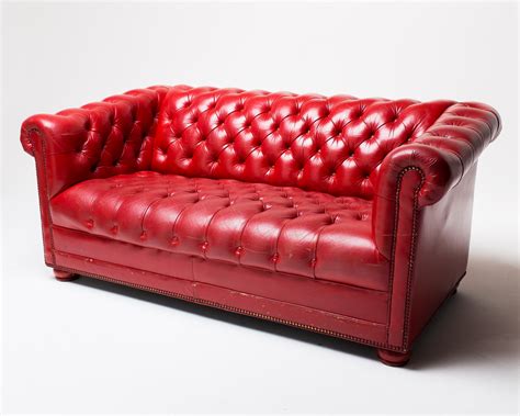 red leather sofa prop rental acme brooklyn