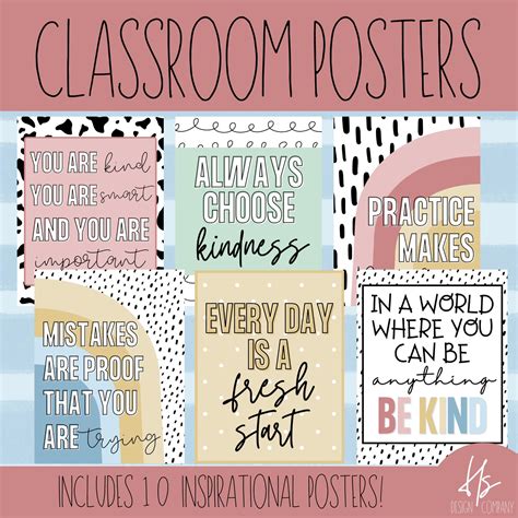 printable modern classroom poster pack bulletin board etsy