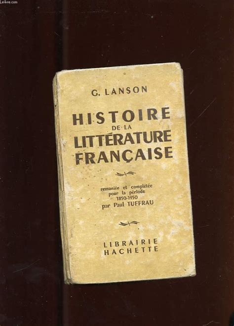 histoire de la litterature francaise  lanson  bon couverture