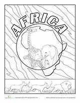 Africa Coloring African Pages Worksheets Worksheet Kids Colouring Printable Map Continent Education Montessori Unit Animals Sheets Study Books Theme Activities sketch template