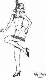 Flapper 1920 1920s Girl Coloring Drawings Deviantart Pages Cartoons Search sketch template