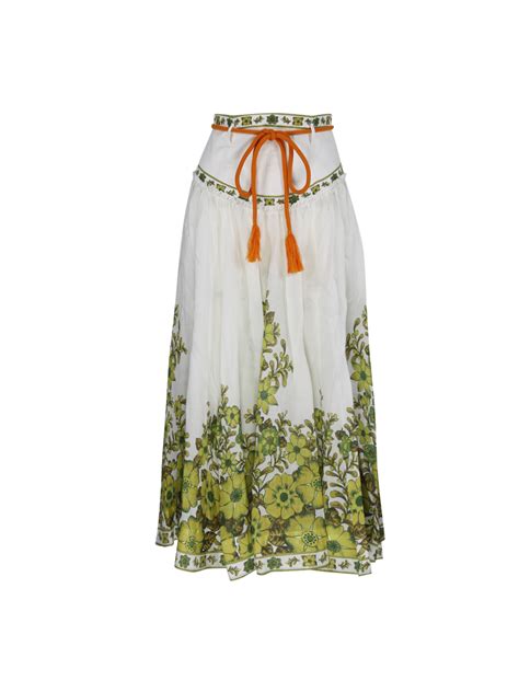 woman alemais green linen wallis skirt