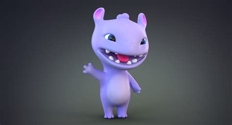 3d cute cartoon monster model turbosquid 1399391