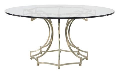 dining table glass top  metal base bernhardt hospitality