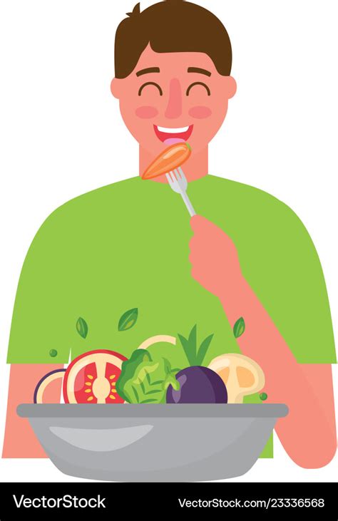 man eating vegetables healthy food royalty  vector image