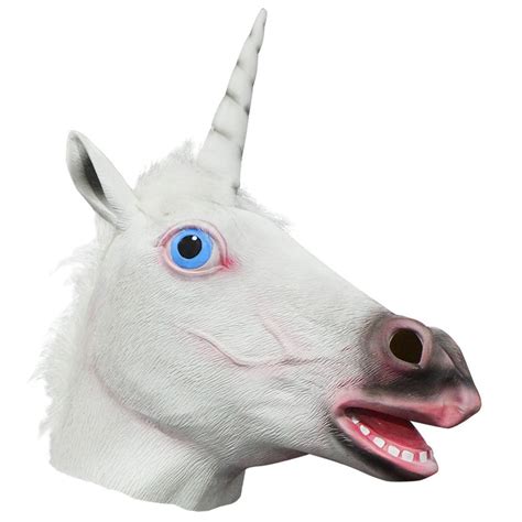 latex white unicorn head mask  halloween costume party