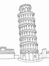 Pisa Torre Inclinada Leaning Laminas Italie Descripción sketch template