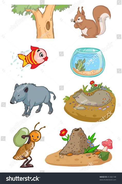 vector illustration animals habitat cartoon concept