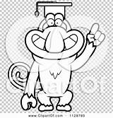 Monkey Coloring Proboscis Professor Outlined Cap Wearing Designlooter Clipart Cartoon Vector Baby sketch template
