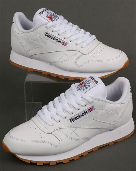 reebok classic leather gum sole trainers white  casual classics