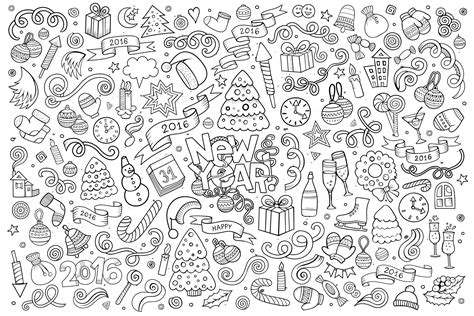 happy  year doodle doodle art kids coloring pages